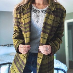VINTAGE! oversized plaid wool blazer coat